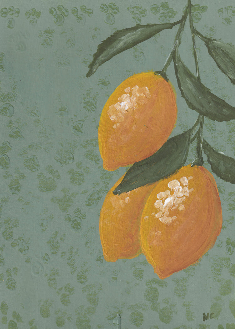 5x7 Print: Lemons on Green