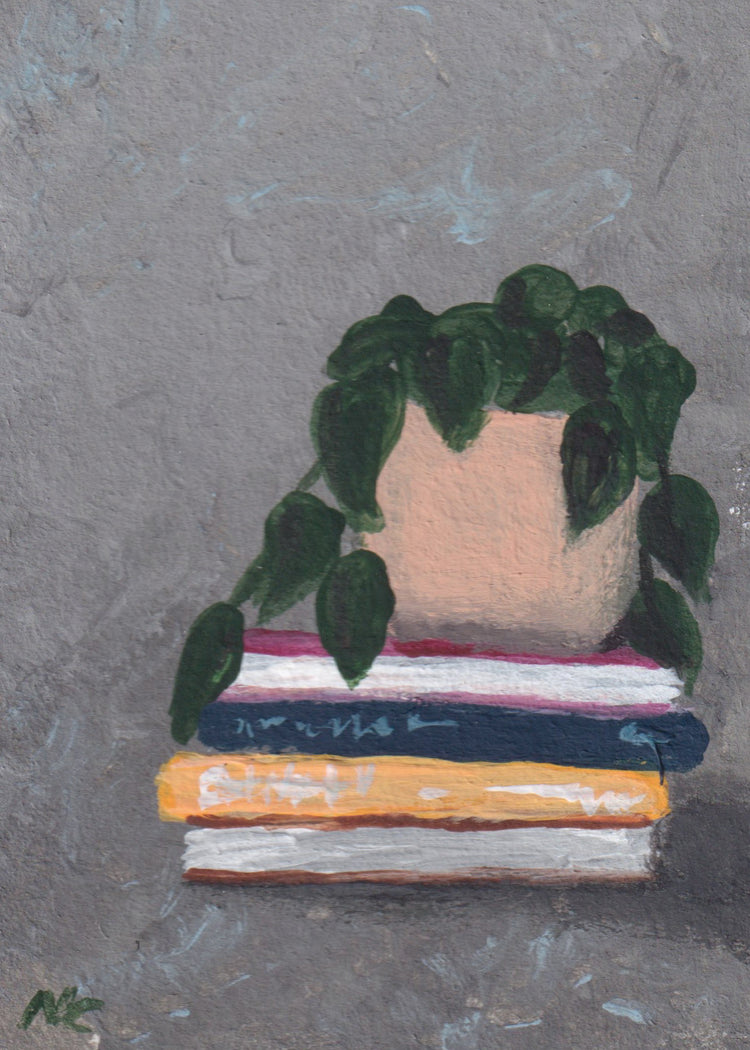 5x7 Print: Plant and Books