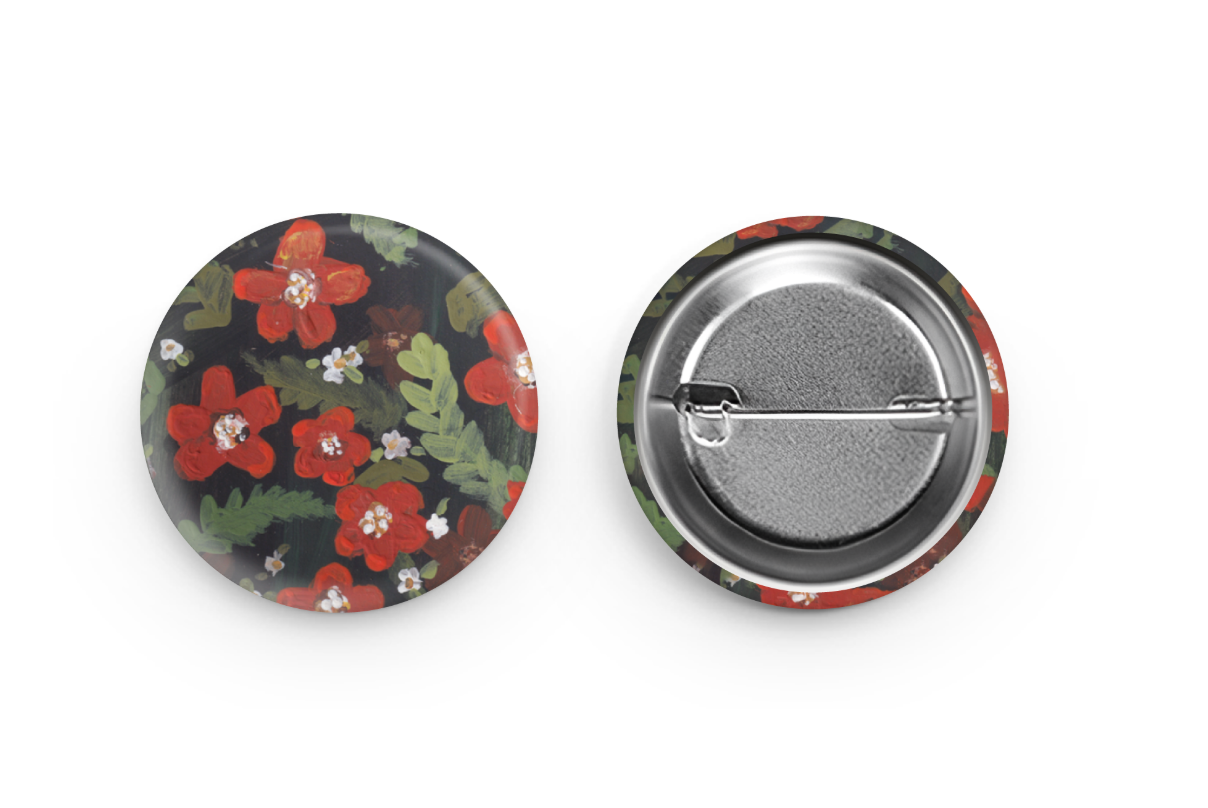 Button: Orange Flowers